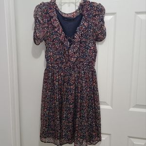 Zara navy floral layered dress